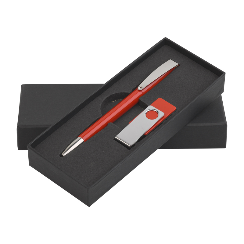 Набор ручка + флеш-карта 8Гб в футляре, цвет красный