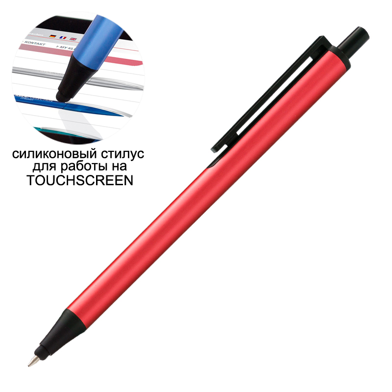Ручка шариковая со стилусом FLUTE TOUCH, цвет красный