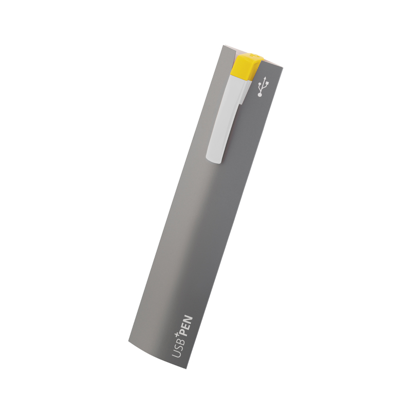 Ручка с флеш-картой USB 8GB «TURNUS M», цвет белый с желтым