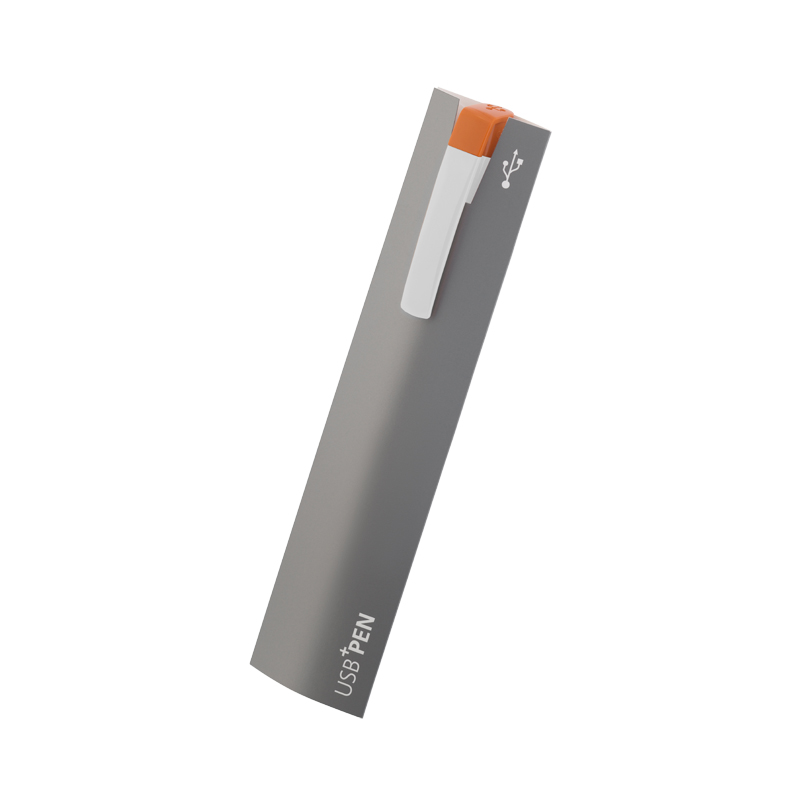 Ручка с флеш-картой USB 8GB «TURNUS M», цвет белый с оранжевым