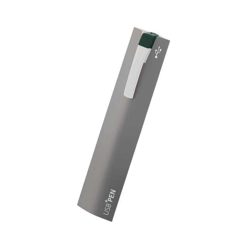 Ручка с флеш-картой USB 8GB «TURNUS M», цвет белый с темно-зеленым
