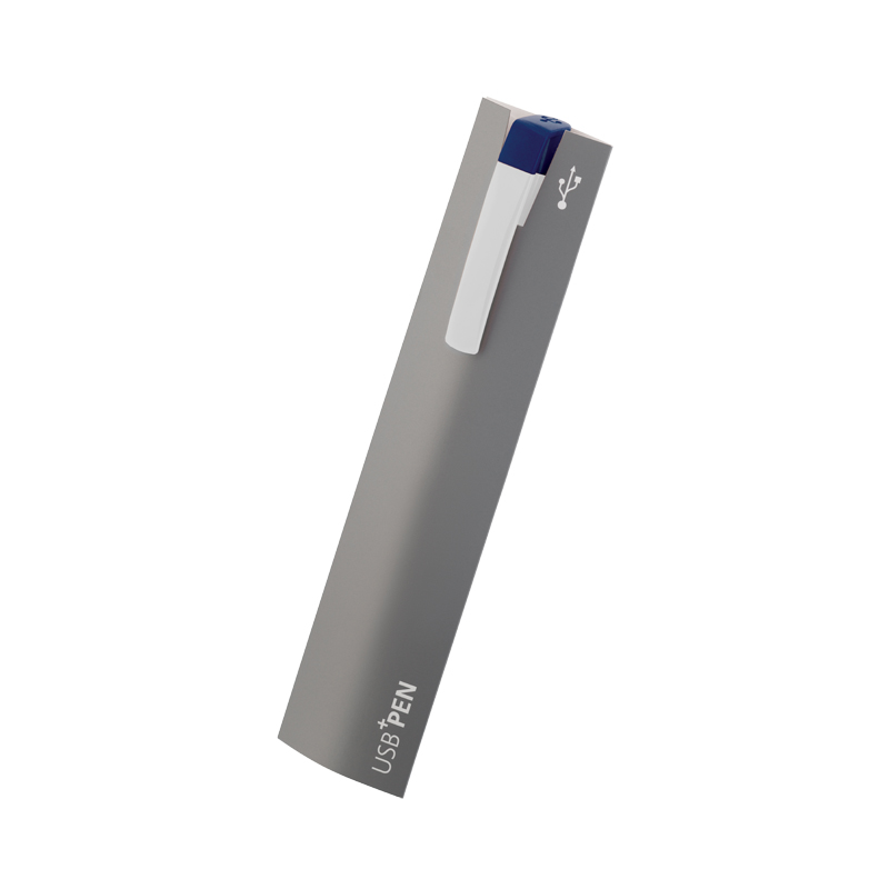 Ручка с флеш-картой USB 16GB «TURNUS M», цвет белый с темно-синим