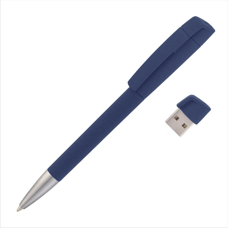 Ручка с флеш-картой USB 8GB «TURNUSsoftgrip M», цвет темно-синий