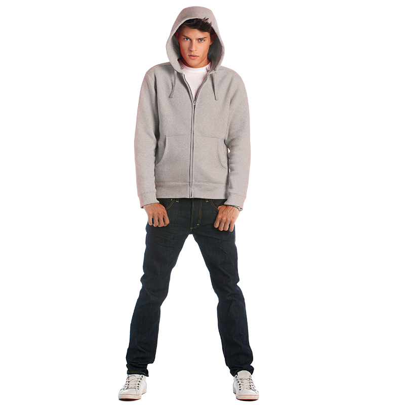 Толстовка мужская на молнии Hooded Full Zip/men, пестрая серая/heather grey