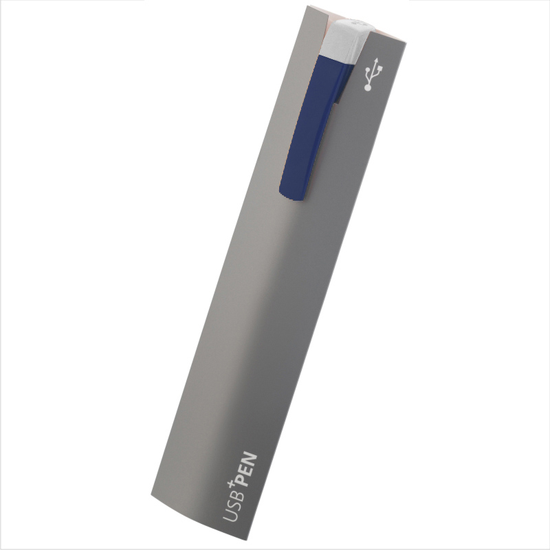 Ручка с флеш-картой USB 8GB «TURNUS M», цвет темно-синий с белым