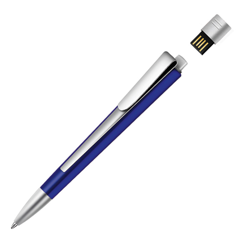 Ручка с флеш-картой USB 8GB "GENIUS METALLIC MM", цвет темно-синий