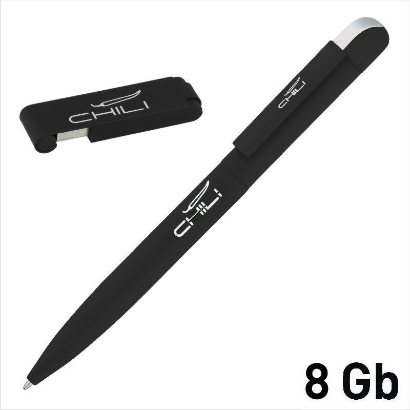 Набор ручка "Jupiter" + флеш-карта "Case" 8 Гб в футляре, покрытие soft touch, цвет черный