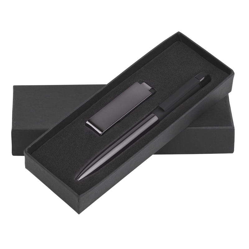 Набор ручка + флеш-карта 8 Гб в футляре, цвет титаниум с черным