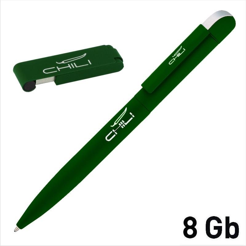 Набор ручка "Jupiter" + флеш-карта "Case" 8 Гб в футляре, покрытие soft touch, цвет темно-зеленый