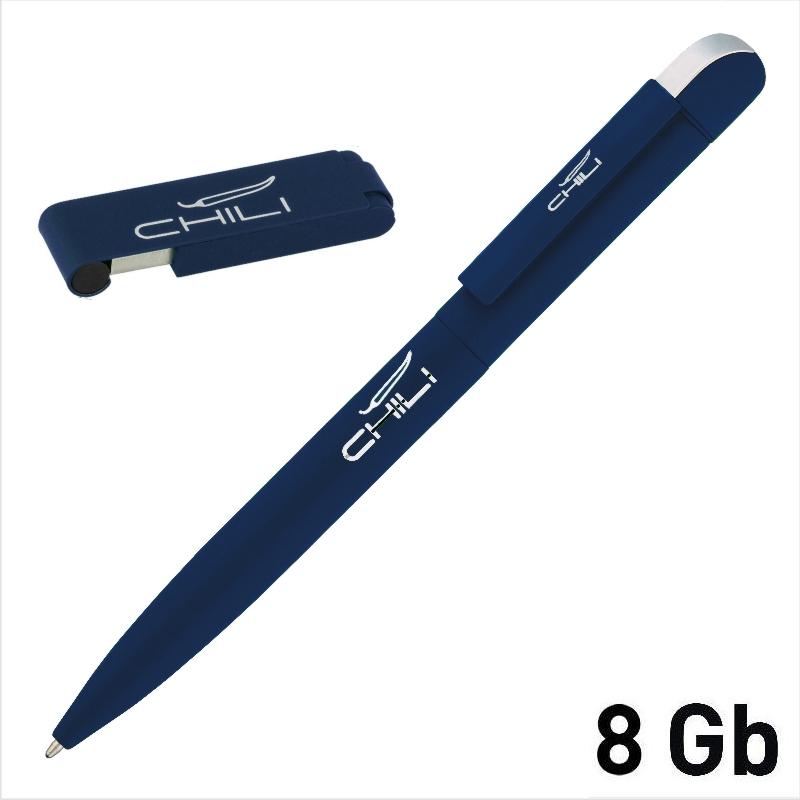 Набор ручка "Jupiter" + флеш-карта "Case" 8 Гб в футляре, покрытие soft touch, цвет темно-синий