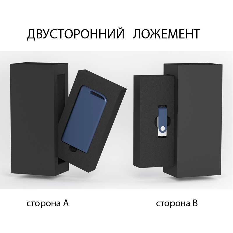 Набор зарядное устройство "Theta" 4000 mAh + флеш-карта "Vostok"16Гб в футляре, покрытие soft touch, цвет темно-синий
