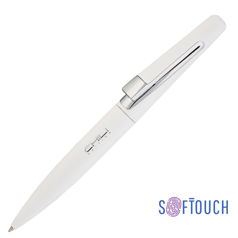 Ручка шариковая "Pluton", покрытие soft touch, цвет белый