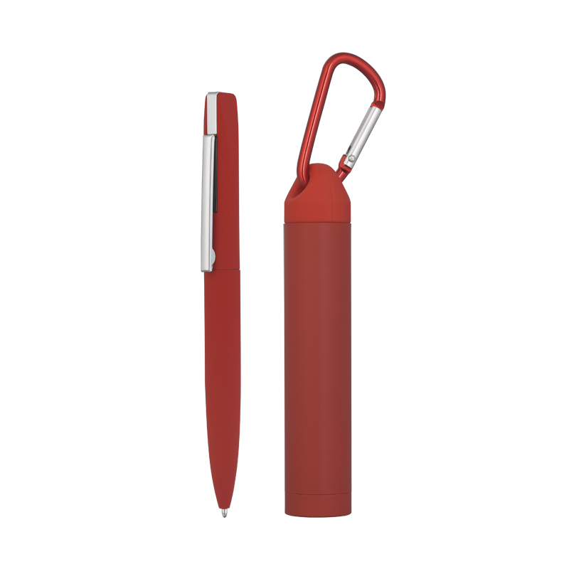 Набор ручка + зарядное устройство 2800 mAh в футляре, покрытие soft touch, цвет красный