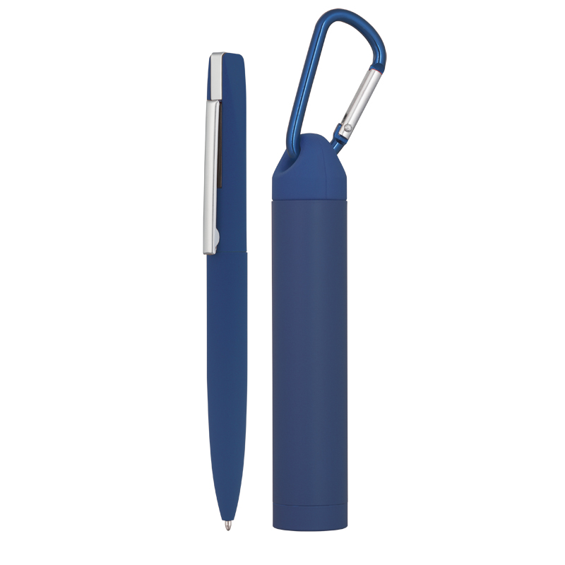 Набор ручка + зарядное устройство 2800 mAh в футляре, покрытие soft touch, цвет темно-синий