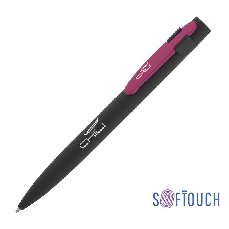 Ручка шариковая "Lip", покрытие soft touch, цвет черный с фуксией