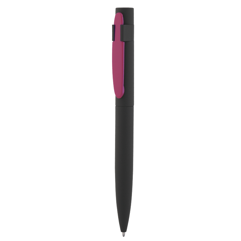 Ручка шариковая "Lip", покрытие soft touch, цвет черный с фуксией