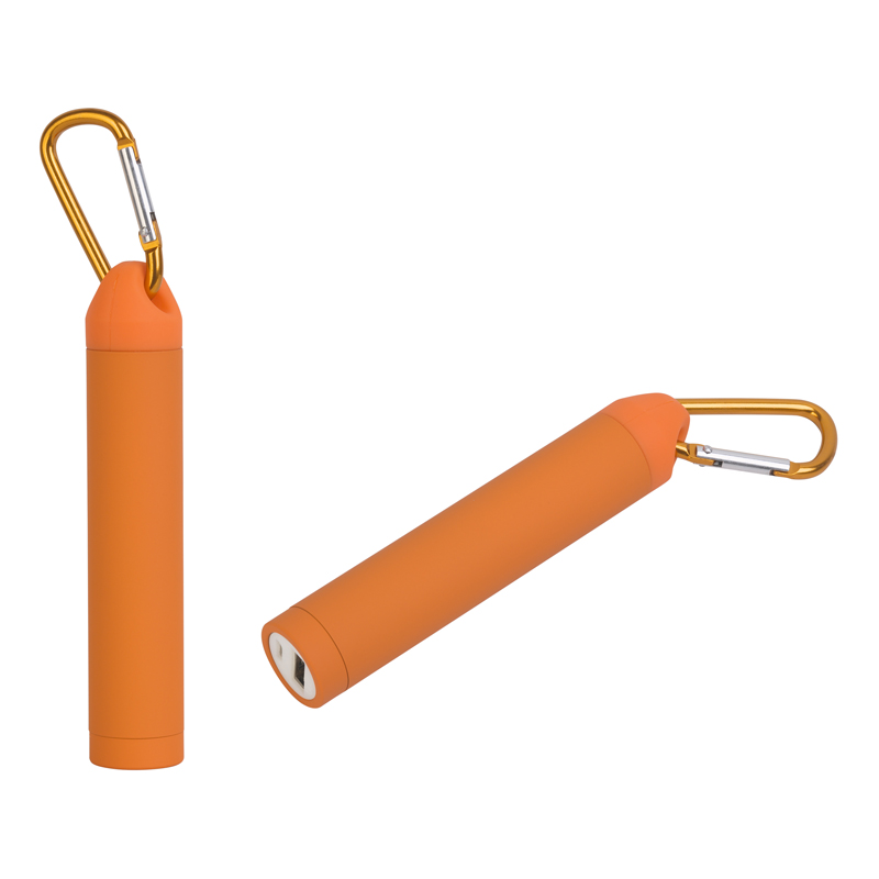 Зарядное устройство "Minty" 2800 mAh, с карабином, оранжевый, покрытие soft touch#, цвет оранжевый
