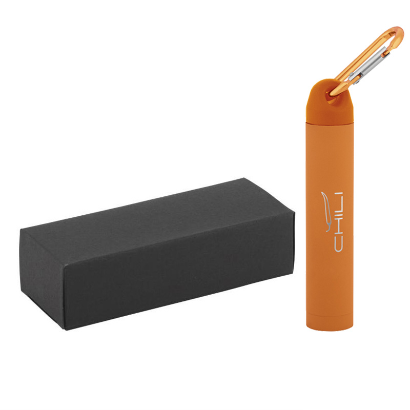 Зарядное устройство "Minty" 2800 mAh, с карабином, оранжевый, покрытие soft touch#, цвет оранжевый