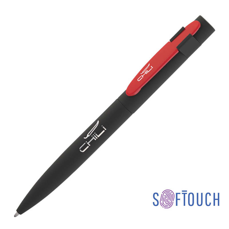 Ручка шариковая "Lip", покрытие soft touch, цвет черный с красным