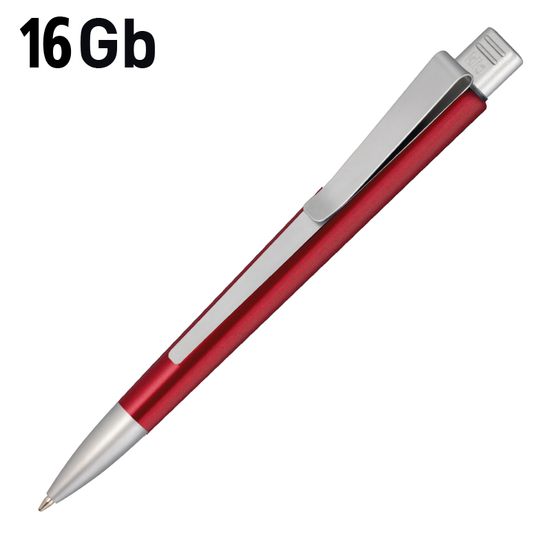 Ручка с флеш-картой USB 16Gb "GENIUS METALLIC MM", бордовый
