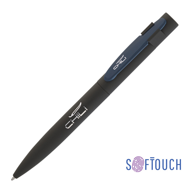 Ручка шариковая "Lip", покрытие soft touch, цвет черный с синим