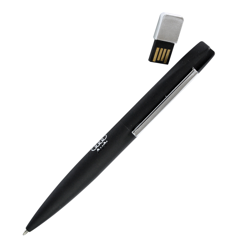 Ручка шариковая "Callisto" с флеш-картой на 8GB, покрытие soft touch, цвет черный