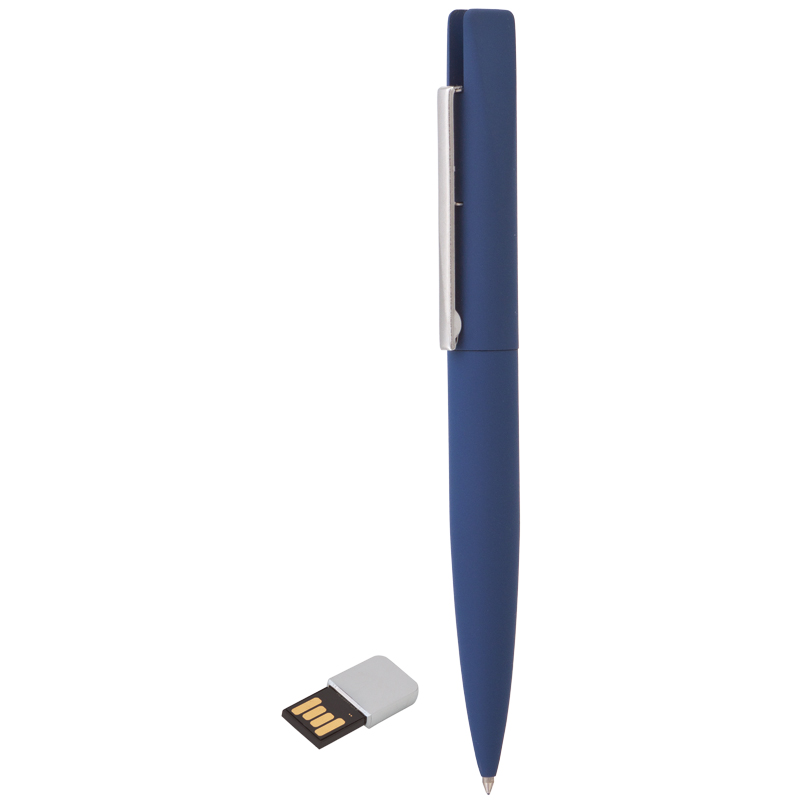 Ручка шариковая "Callisto" с флеш-картой на 8GB, покрытие soft touch, цвет темно-синий
