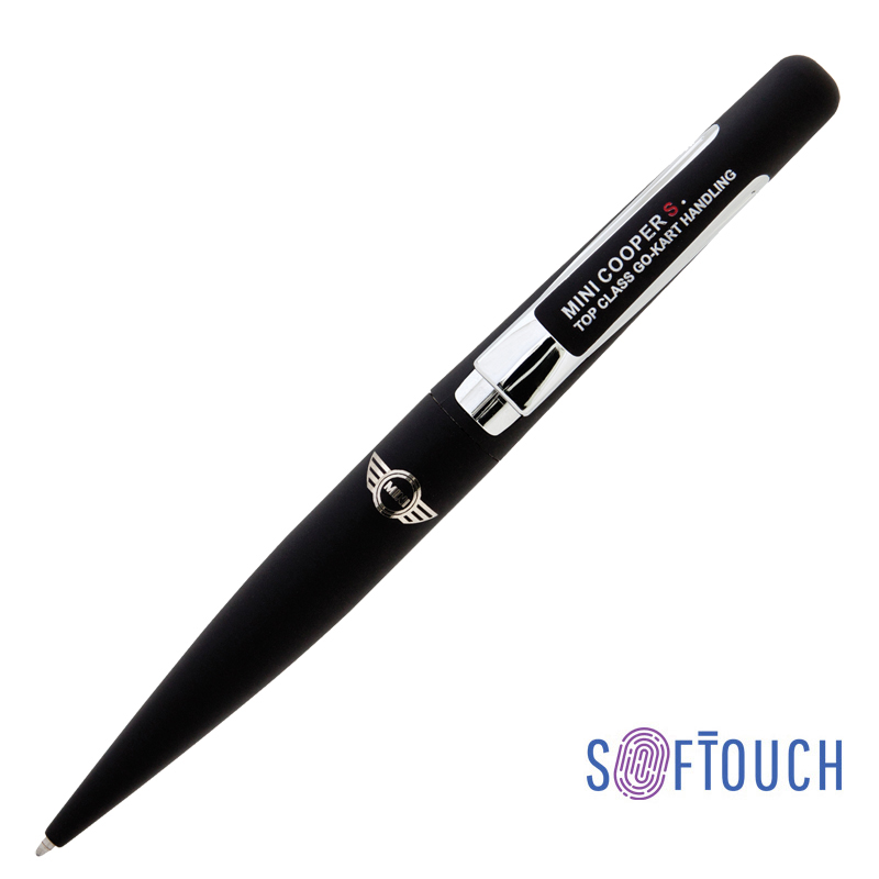 Ручка шариковая "Pluton", покрытие soft touch, цвет черный