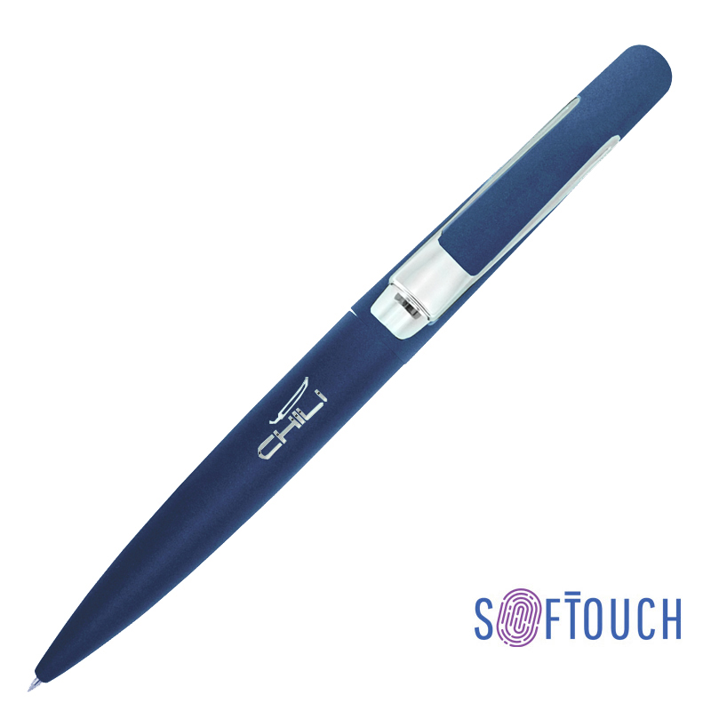 Ручка шариковая "Pluton", покрытие soft touch, цвет темно-синий