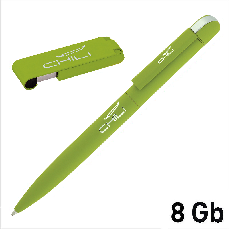 Набор ручка "Jupiter" + флеш-карта "Case" 8 Гб в футляре, покрытие soft touch, цвет зеленое яблоко