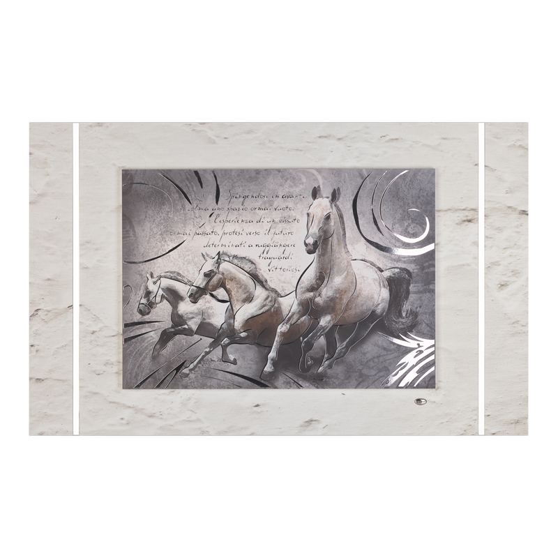 Картина "Бегущие кони", цвет белый