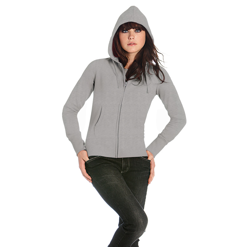 Толстовка женская на молнии Hooded Full Zip/women, пестрая серая/heather grey