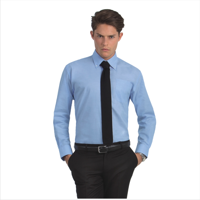 Рубашка мужская с длинным рукавом Oxford LSL/men, голубая/oxford blue