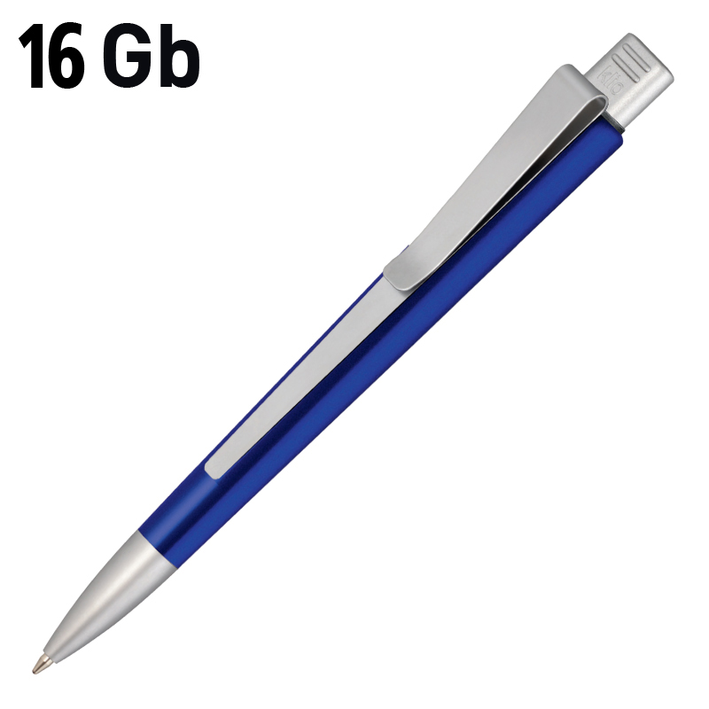 Ручка с флеш-картой USB 16Gb "GENIUS METALLIC MM", темно-синий