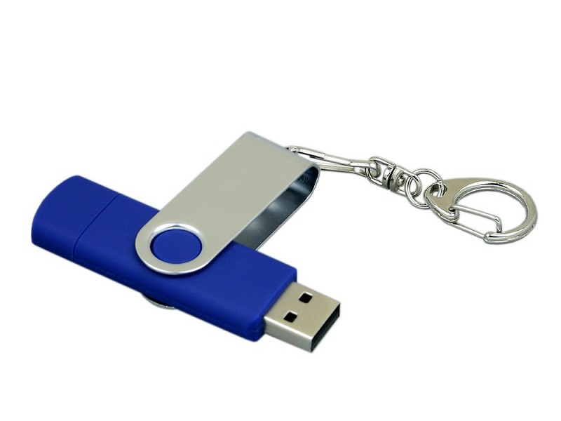 USB-флешка на 16 Гб с поворотным механизмом и дополнительным разъемом Micro USB