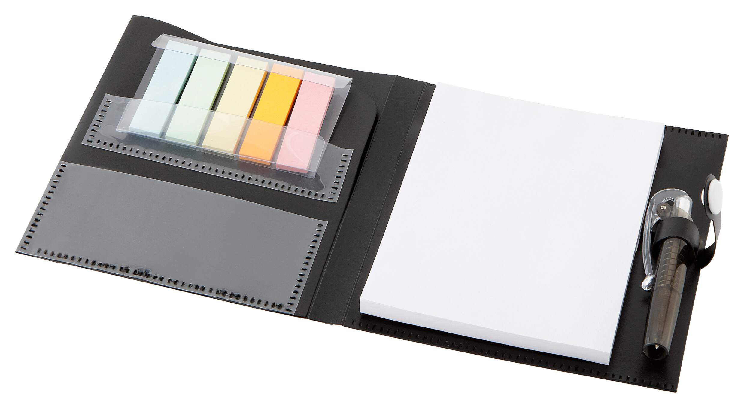 Блокнот "Cray" на 70 листов с набором стикеров и ручкой, черный