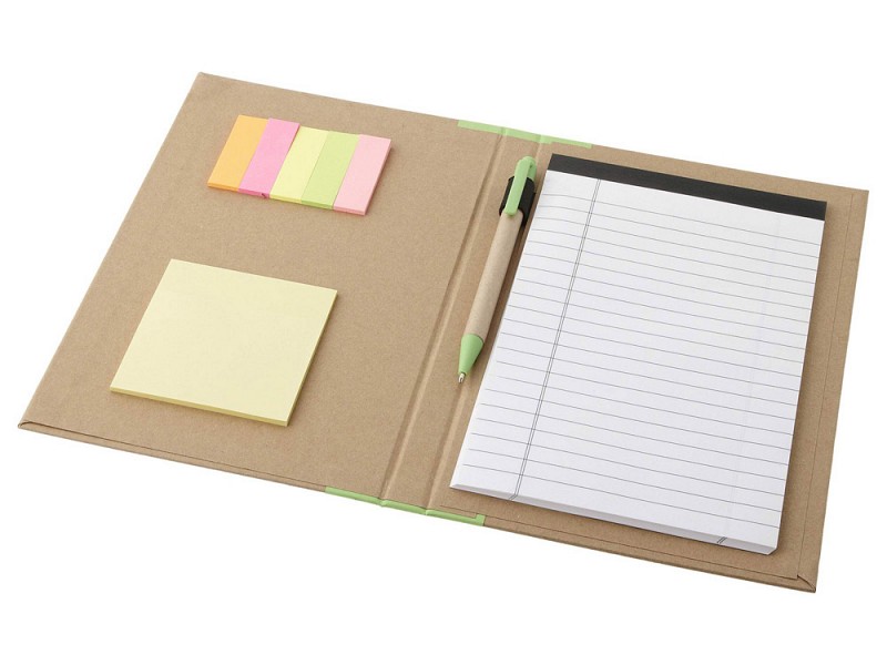 Папка "Ranger" с блокнотом, набором стикеров, блоком для записей и ручкой, зеленый