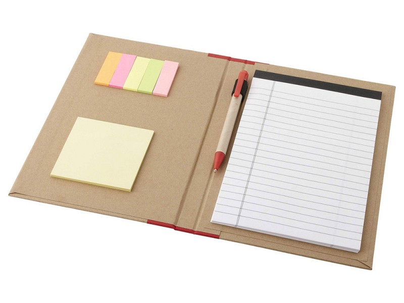 Папка "Ranger" с блокнотом, набором стикеров, блоком для записей и ручкой, красный