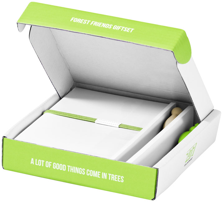 Набор подарочный "Forest": два блокнота и две ручки, зеленое яблоко