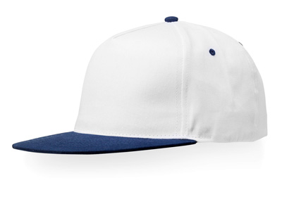 Бейсболка "SnapBack" 5-ти панельная, белый/темно-синий