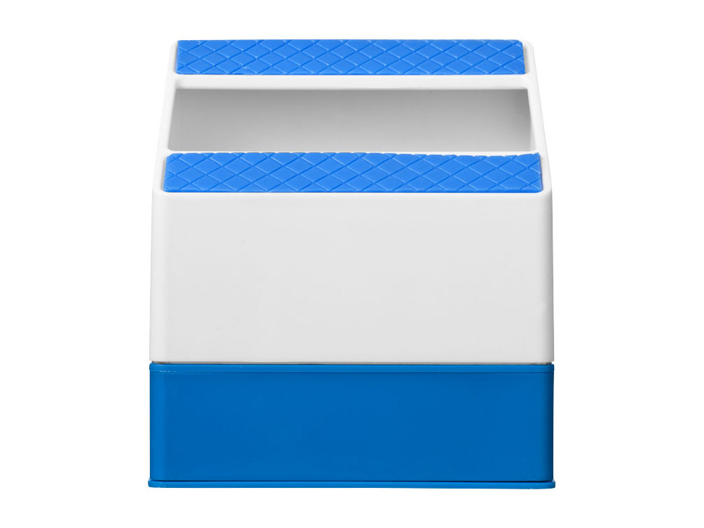 Подставка для телефона "Matrix" с усилителем звука и отделением для хранения, белый/синий
