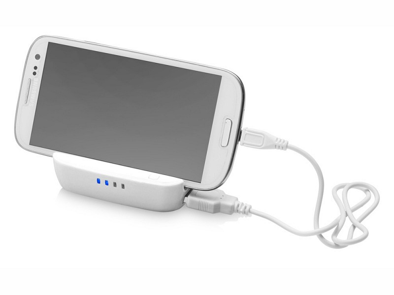 Портативное зарядное устройство-подставка для смартфона "Forza", 2200 mAh, белый