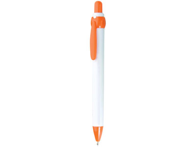 Ручка шариковая Inoxcrom модель Rocket, белая/оранжевая