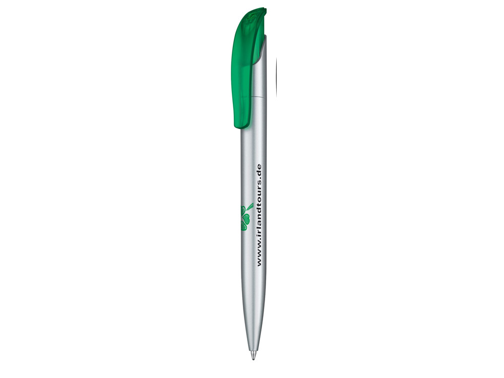 Ручка шариковая Senator модель Challenger Alu серебр. с зеленым клипом
