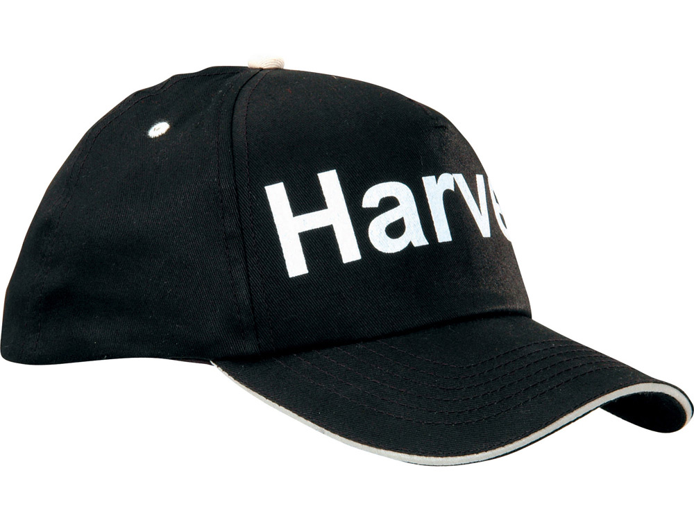 Бейсболка "Harvey" 5-ти панельная, черный/натуральный