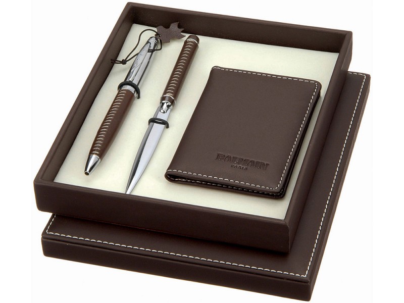 Набор "Millau" II от Balmain в подарочной коробке: шариковая ручка, нож, визитница