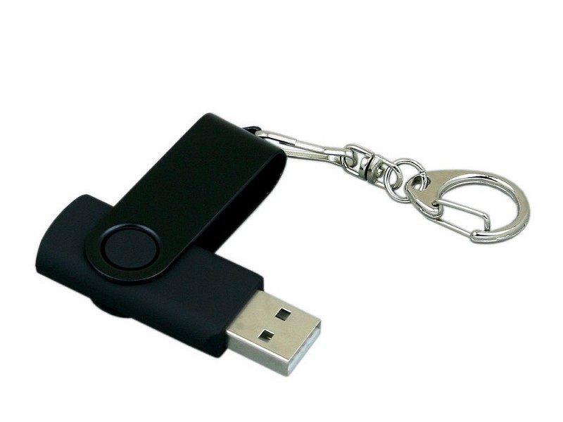 USB-флешка промо на 64 Гб с поворотным механизмом и однотонным металлическим клипом