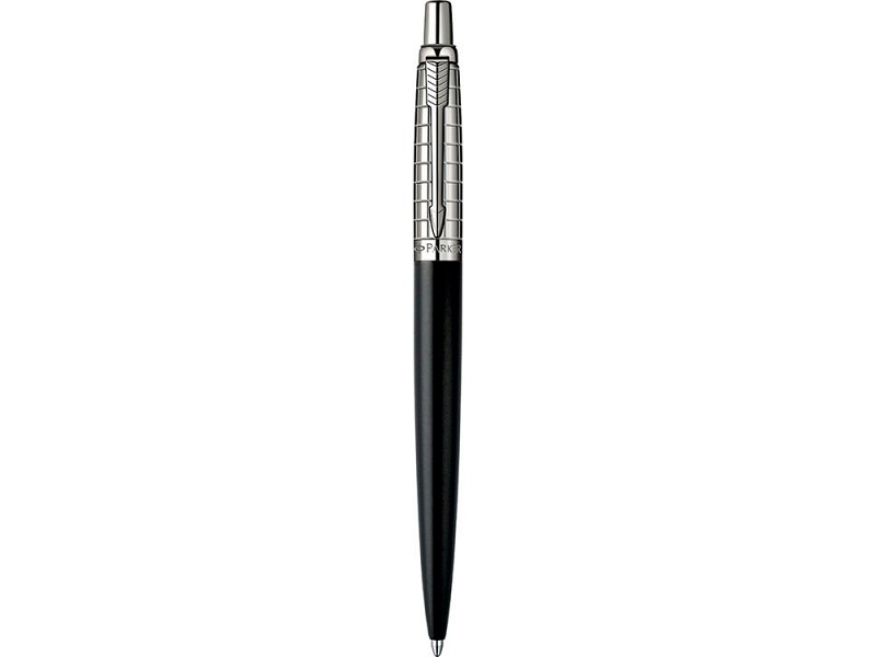 Ручка шариковая Parker модель Jotter Premium Satin Black Stainless Steel Chiselled