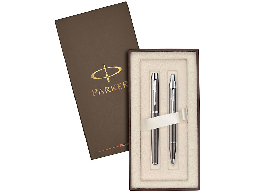 Подарочный набор Parker: ручка роллер и ручка шариковая IM Gun Metal CT