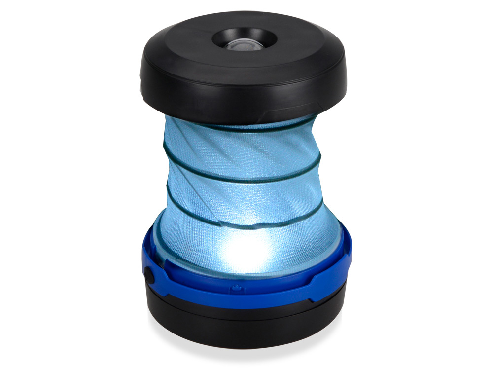 Складной фонарь с 2 режимами подсветки и крючком, черный/синий